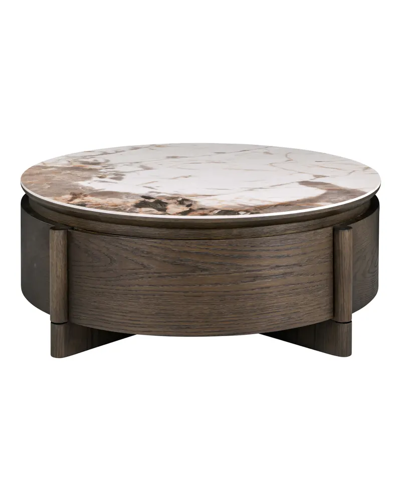 Runder Couchtisch Langford braun mit Stauraum von Richmond Interiors
