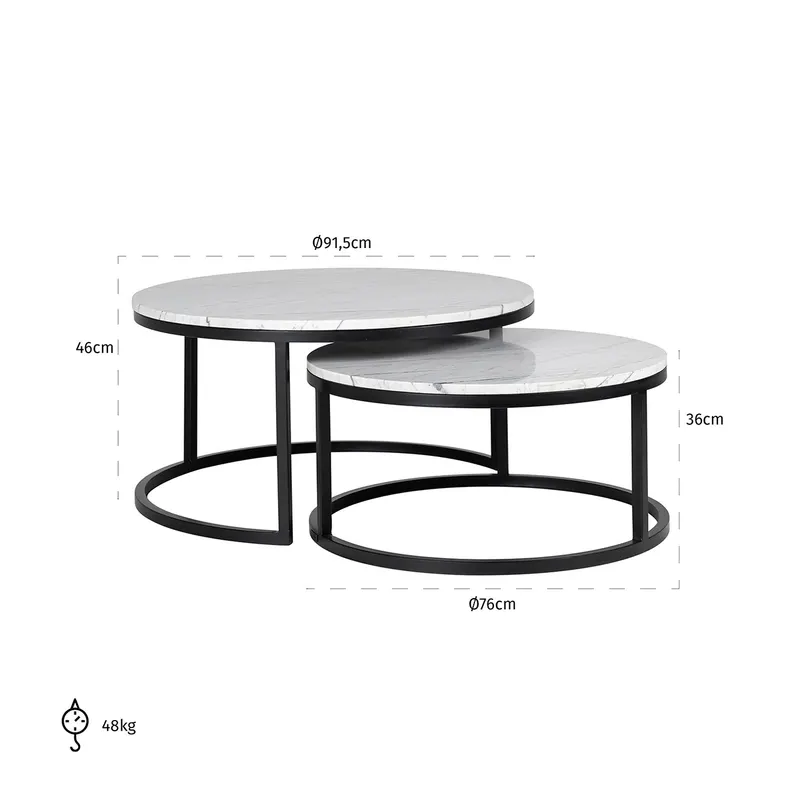 Lexington, Weiß, 2er-Set von Richmond Interiors, Maßzeichnung 4