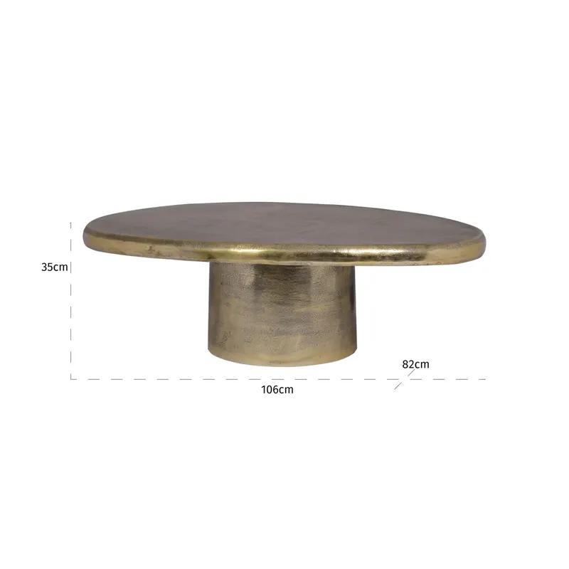 Couchtisch Pulitzer, Goldfarben, gebürstet von Richmond Interiors, Maßzeichnung 11