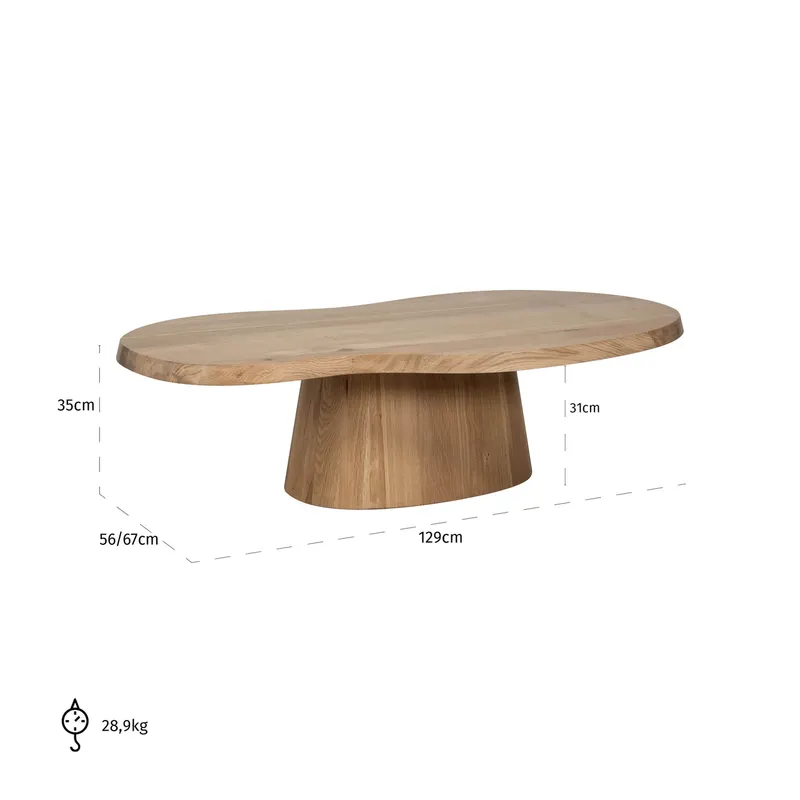Couchtisch Riva, Eiche natur von Richmond Interiors, Maßzeichnung 6