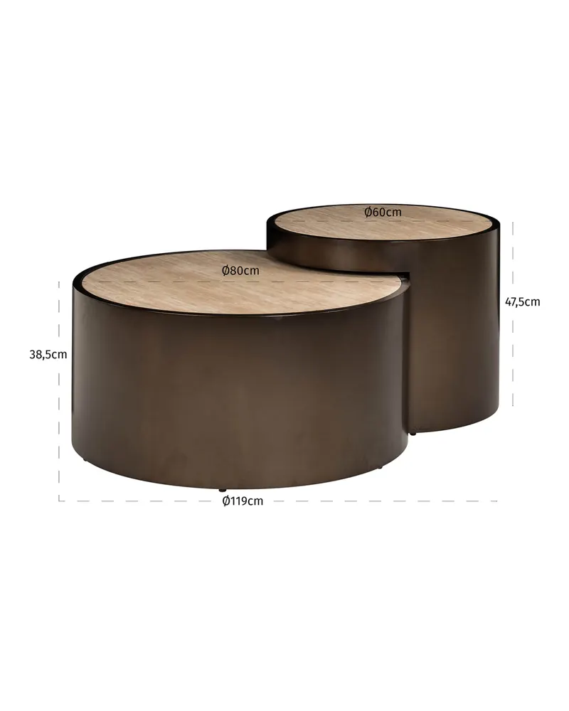 Couchtisch Ronson, Beige, 2er-Set von Richmond Interiors, Produktansicht 7