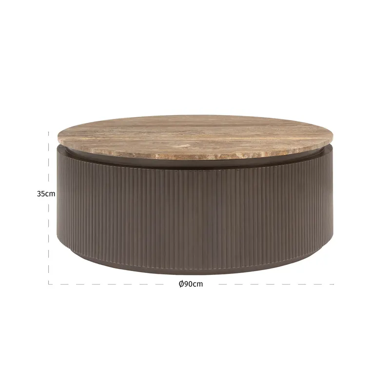 Couchtisch Russo, Ash brown, 90Ø cm von Richmond Interiors, Maßzeichnung 7