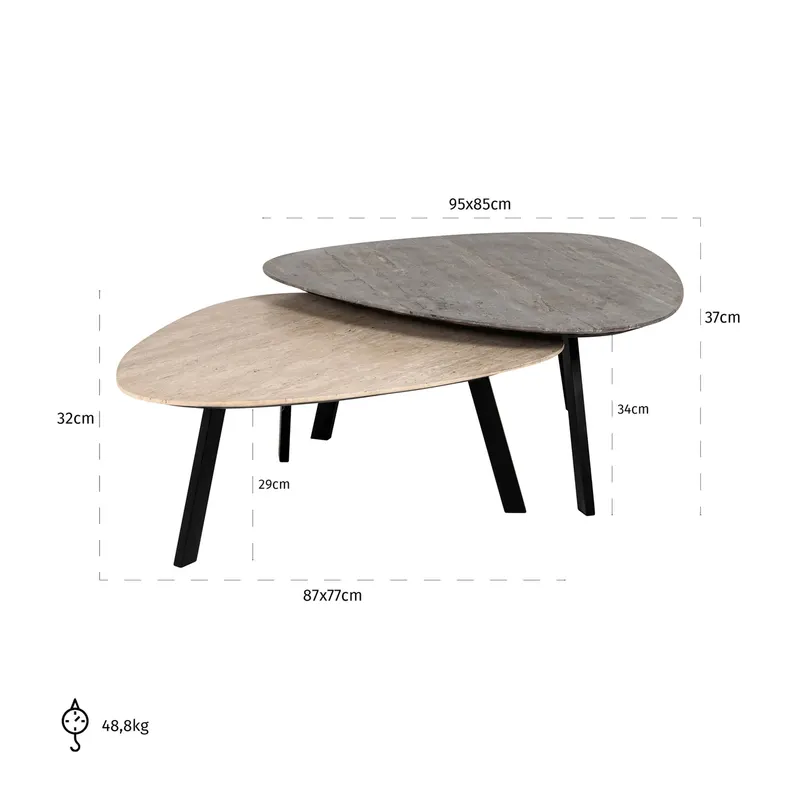 Beige, 2er-Set von Richmond Interiors, Maßzeichnung 7