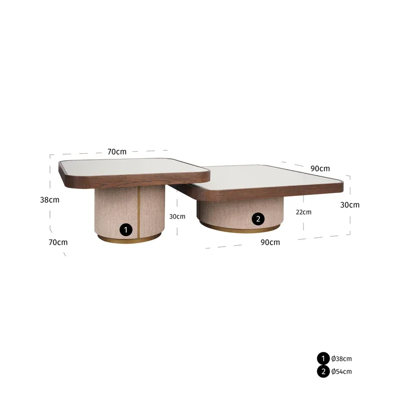 Couchtisch Willox, Beige, 2er-Set von Richmond Interiors, Maßzeichnung 10