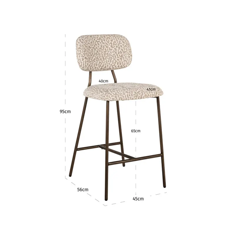 Barhocker Xenia, Beige leopard, feuerhemmend von Richmond Interiors, Maßzeichnung 13