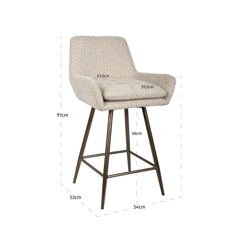 Counterstuhl Linsey, Natural chunky, drehbar, 2er-Set von Richmond Interiors, Maßzeichnung 8