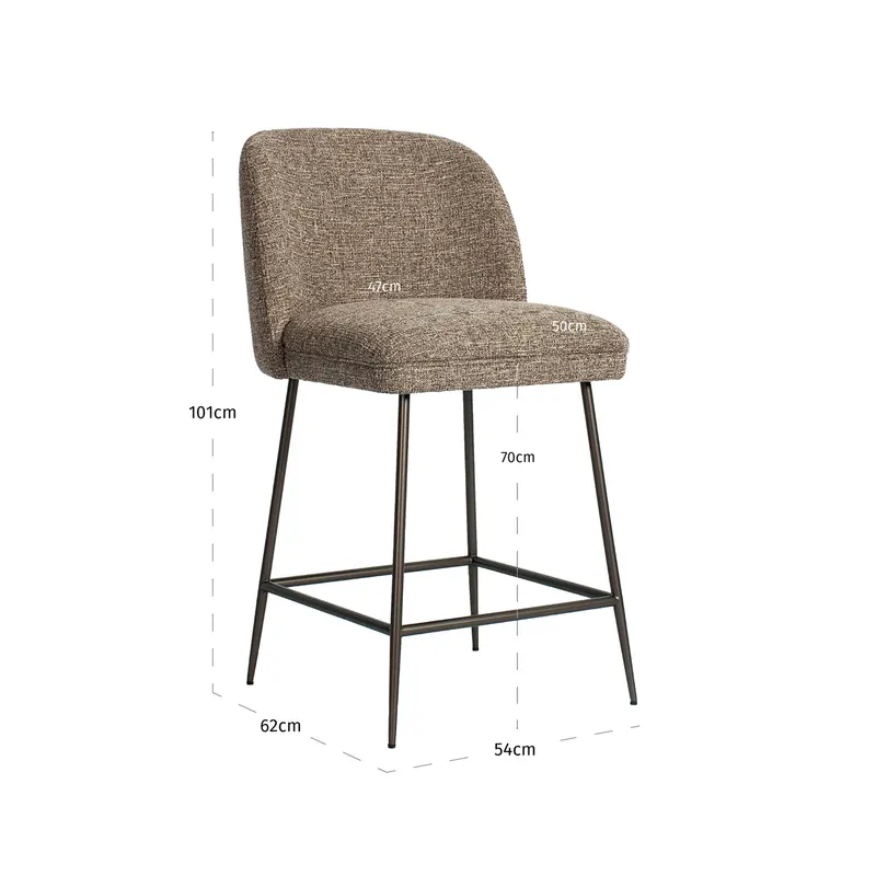 Counterstuhl Pullitzer, Brown tweed von Richmond Interiors, Maßzeichnung 10