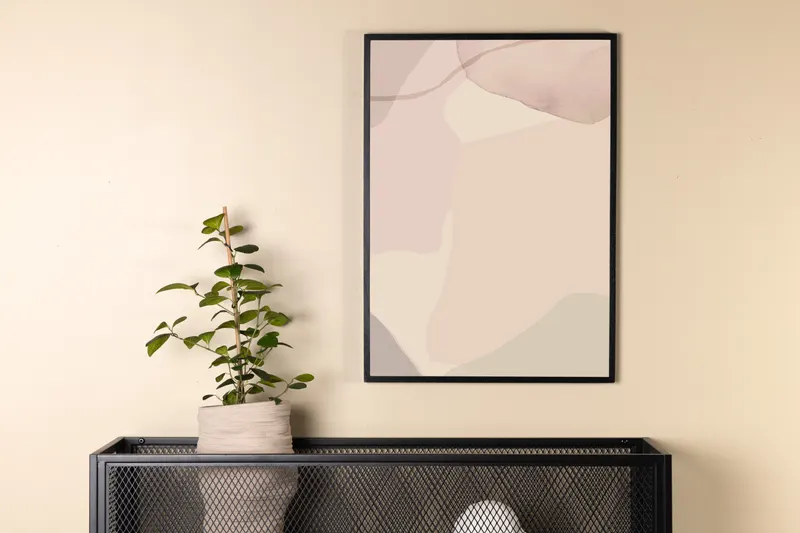 Cream Poster mit abstrakten Formen in 30 × 21 cm, im Wohnraum, Ansicht 2