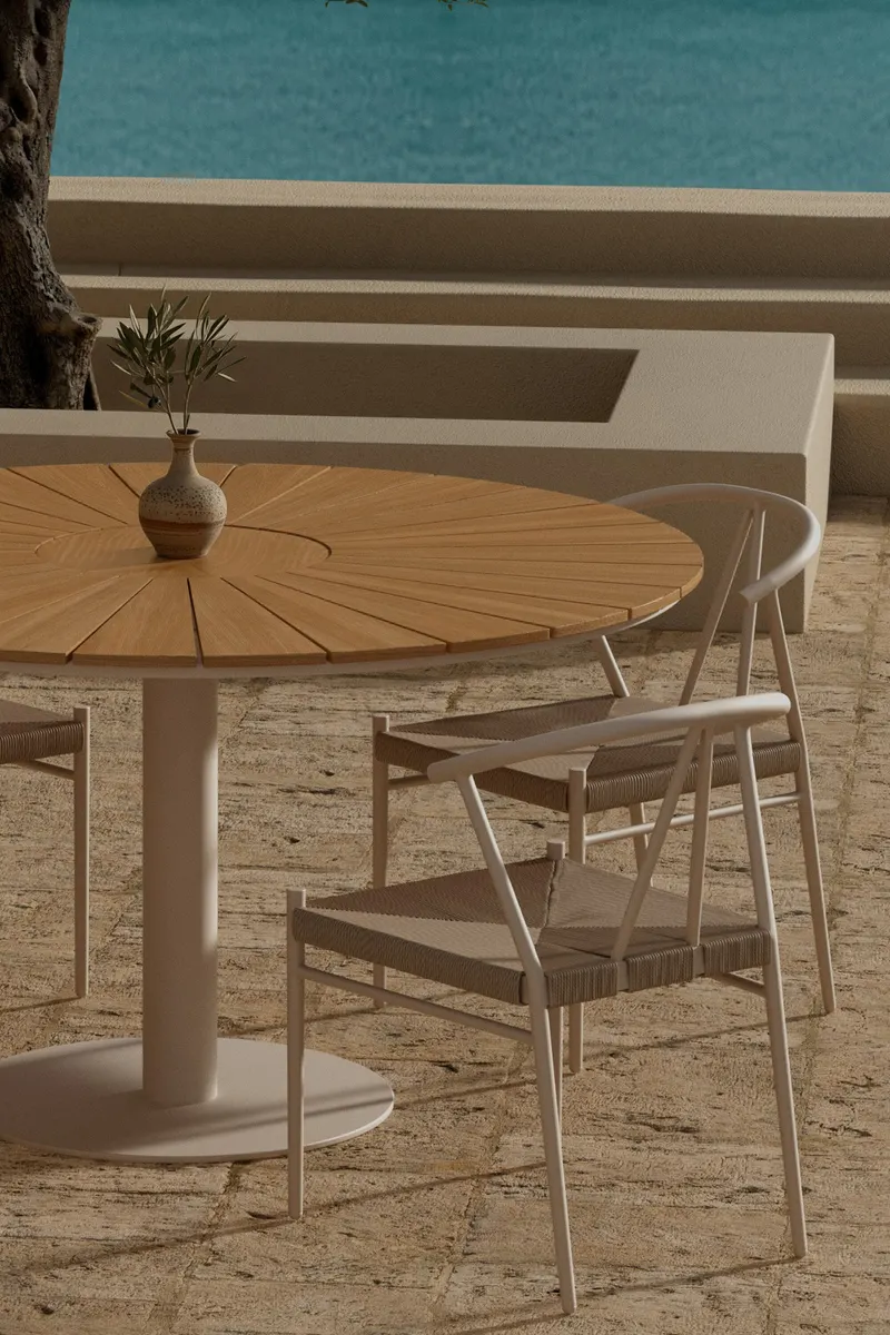 Croft & Alfons runder Gartentisch mit 4 Stühlen, im Wohnraum, Ansicht 2