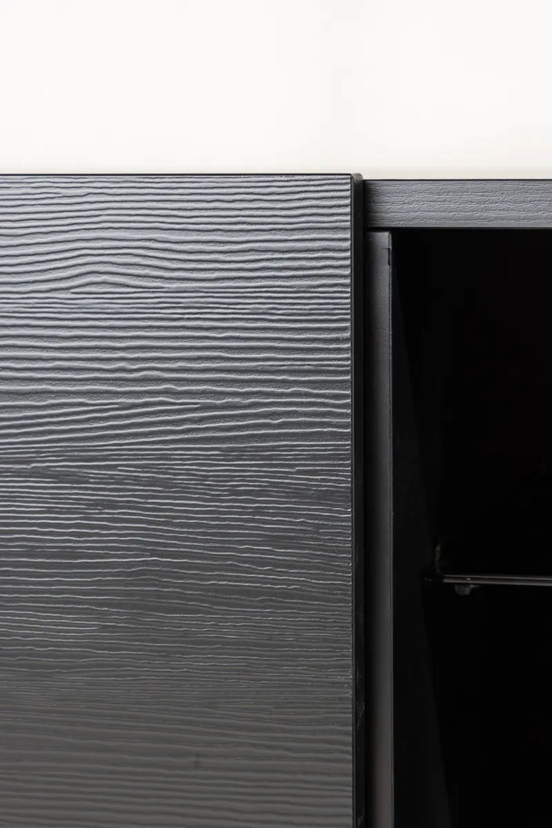 Cuenca Lowboard auf Sockel in Schwarz, im Wohnraum, Ansicht 4