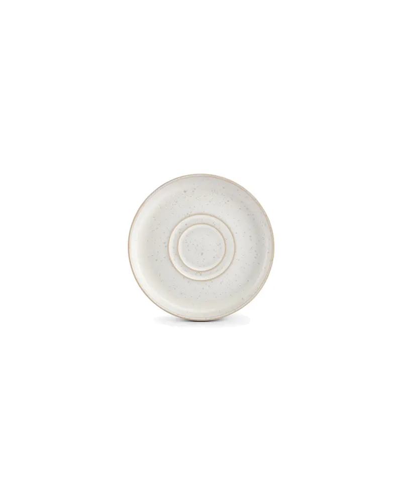 Curvy Untertasse aus Steinzeug in Perlmutt, Ø 14 cm