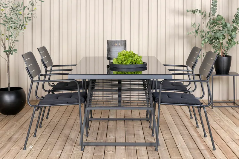 Dallas & Nicke Gartenmöbel-Set mit Glastisch und 4 Stühlen, im Wohnraum, Ansicht 1