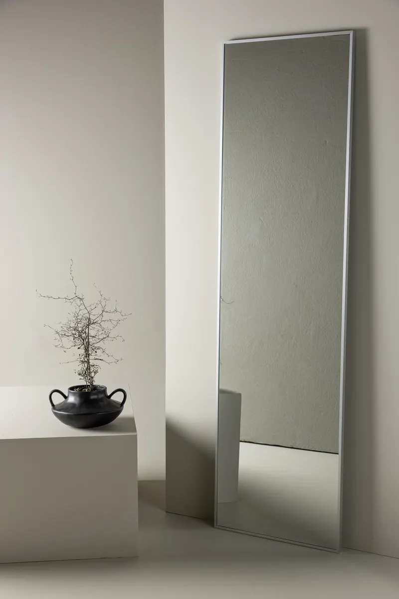 Dalton rechteckiger Ganzkörperspiegel in 3 × 220 × 67 cm, Silber, im Wohnraum, Ansicht 1