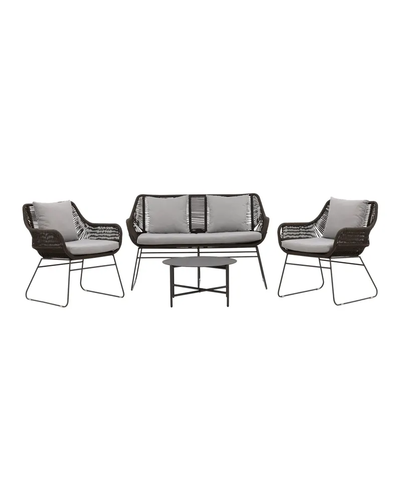 Davao Gartenlounge mit Seilgeflecht und rundem Glastisch