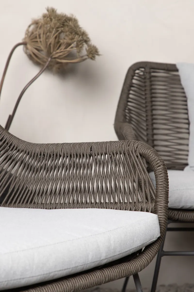 Davao Gartenlounge mit Seilgeflecht und rundem Glastisch, im Wohnraum, Ansicht 4