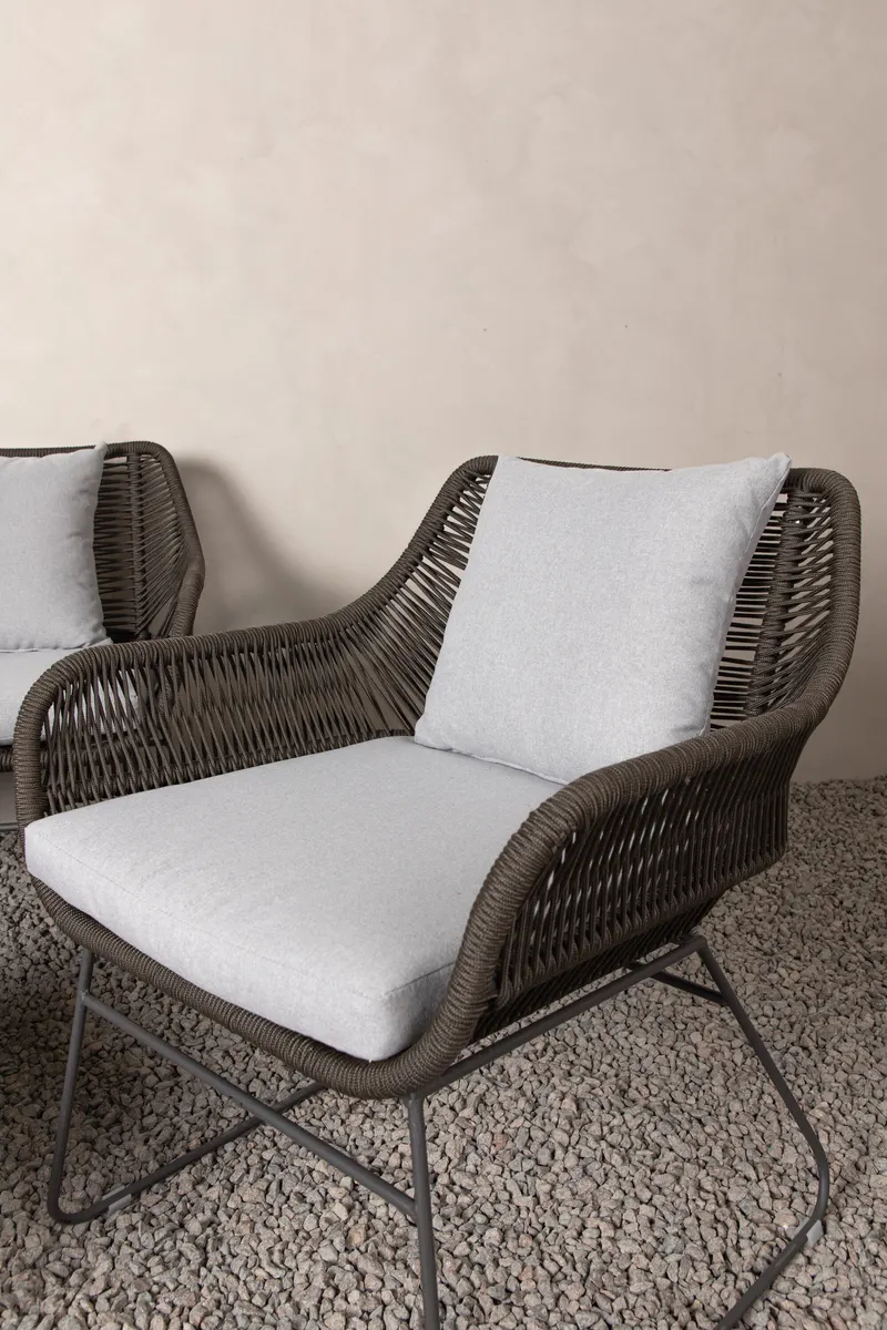 Davao Gartenlounge mit Seilgeflecht und rundem Glastisch, im Wohnraum, Ansicht 6