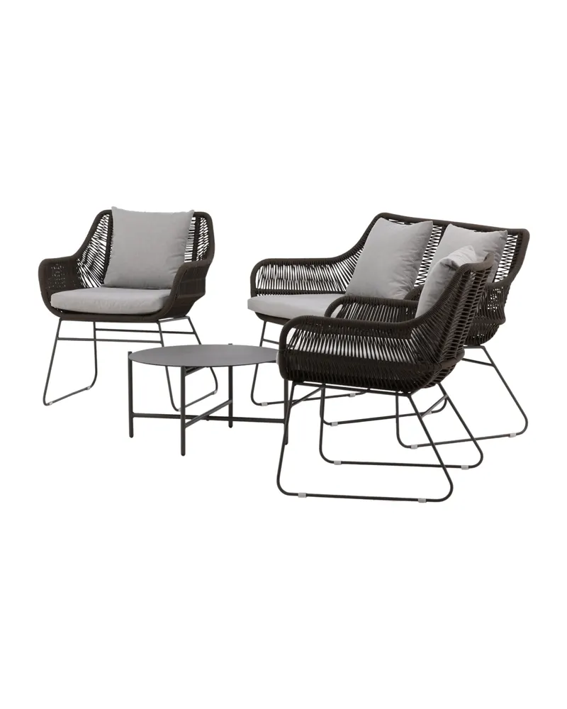 Davao Gartenlounge mit Seilgeflecht und rundem Glastisch, Ansicht 9