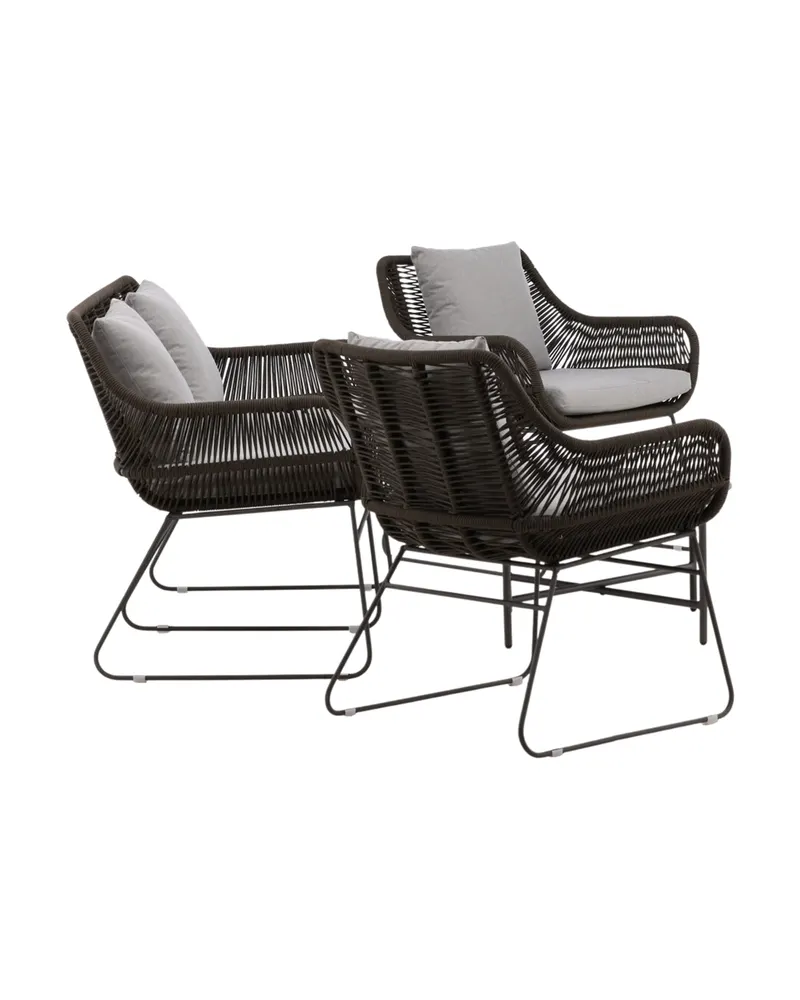 Davao Gartenlounge mit Seilgeflecht und rundem Glastisch, Ansicht 4