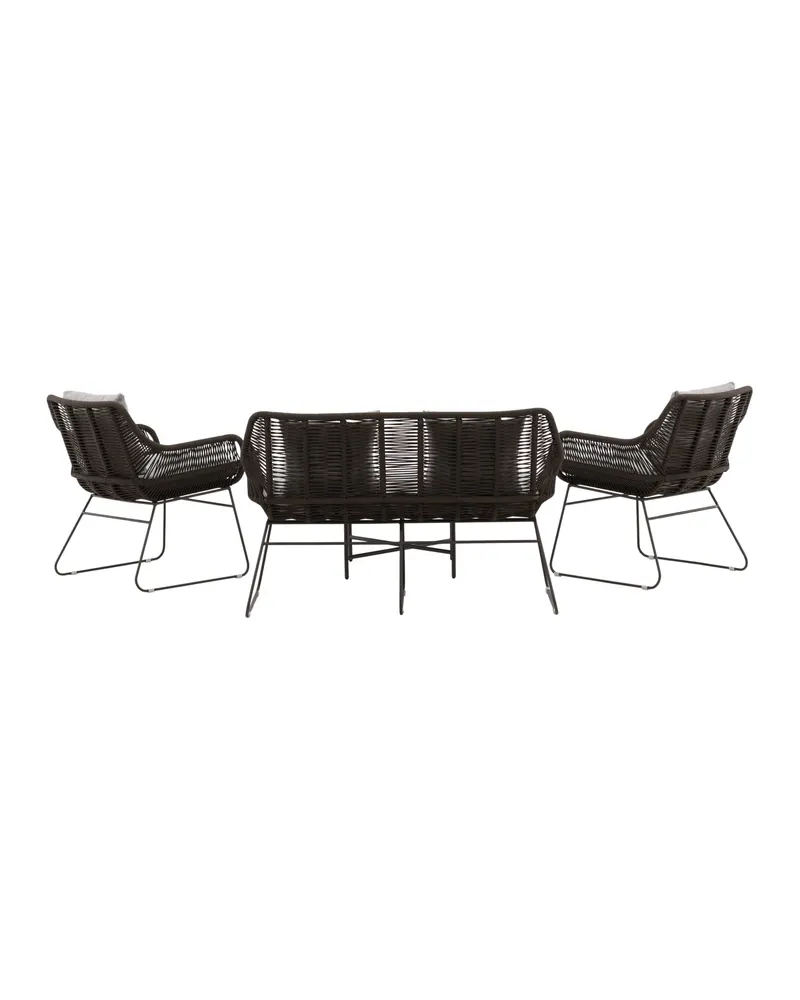 Davao Gartenlounge mit Seilgeflecht und rundem Glastisch, Ansicht 6