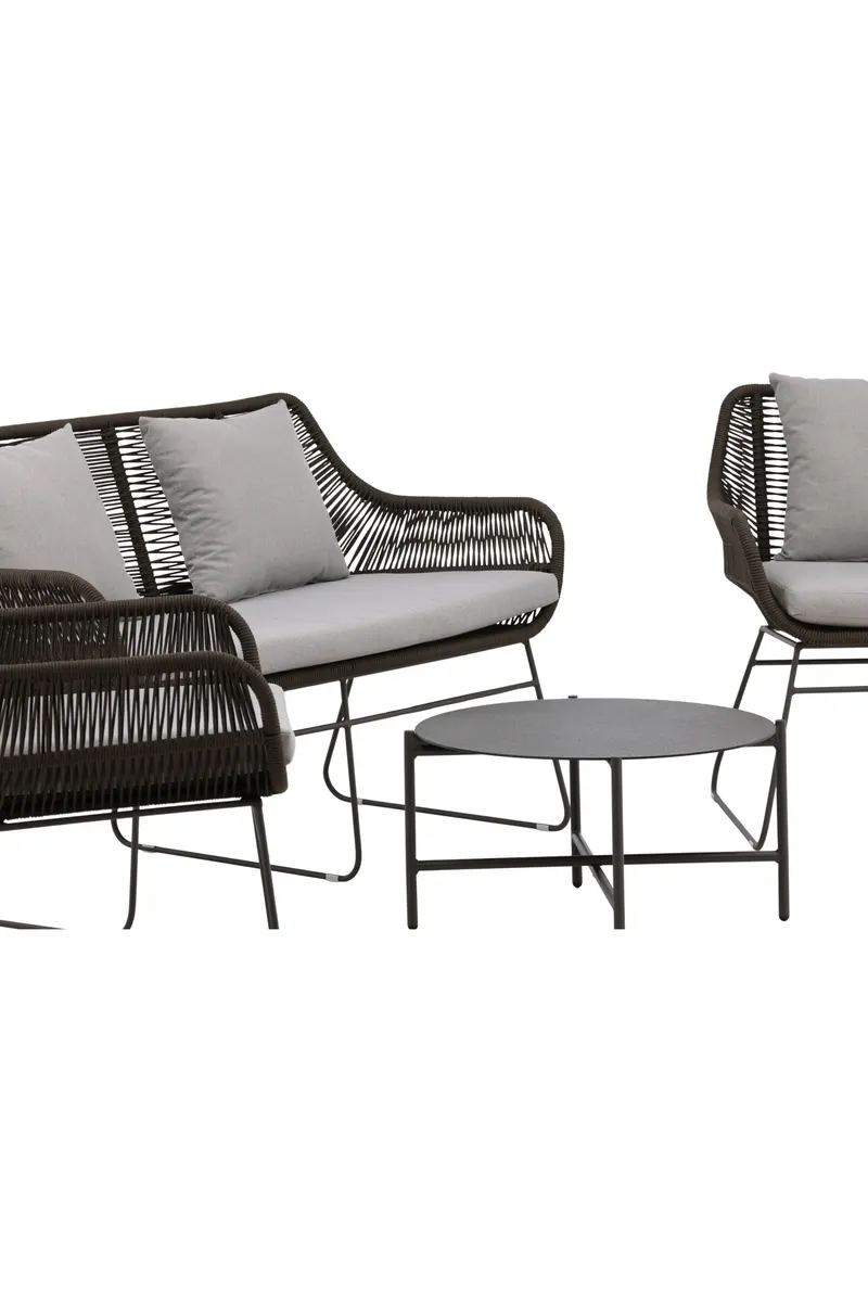 Davao Gartenlounge mit Seilgeflecht und rundem Glastisch, Ansicht 7