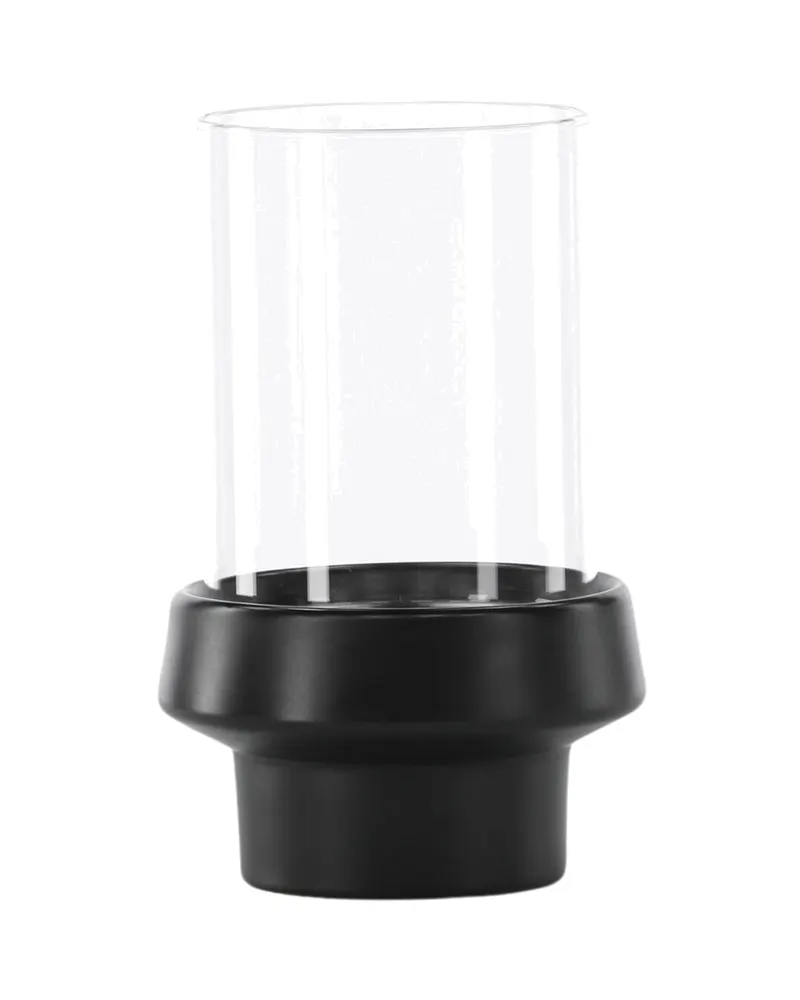 Davida Windlicht mit Glaszylinder auf Steinzeugsockel in Ø 13 cm, Schwarz, Ansicht 8