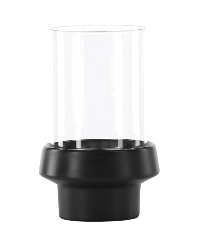 Davida Windlicht mit Glaszylinder auf Steinzeugsockel in Ø 13 cm, Schwarz, Ansicht 9