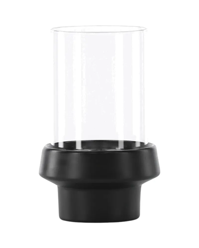 Davida Windlicht mit Glaszylinder auf Steinzeugsockel in Ø 13 cm, Schwarz, Ansicht 10
