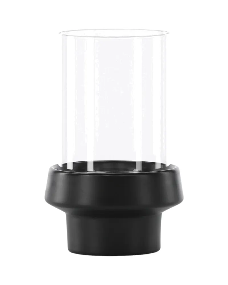Davida Windlicht mit Glaszylinder auf Steinzeugsockel in Ø 13 cm, Schwarz, Ansicht 11