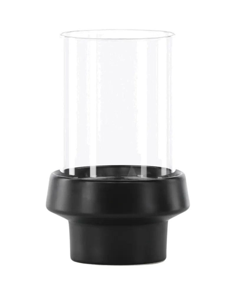 Davida Windlicht mit Glaszylinder auf Steinzeugsockel in Ø 13 cm, Schwarz, Ansicht 12