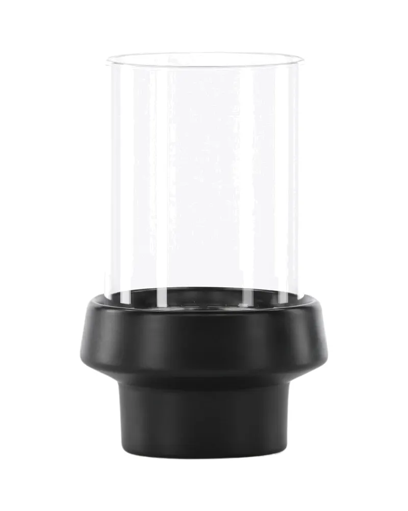 Davida Windlicht mit Glaszylinder auf Steinzeugsockel in Ø 13 cm, Schwarz, Ansicht 2