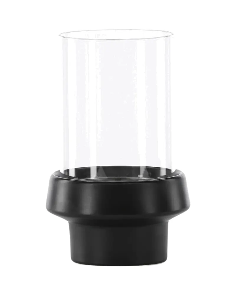 Davida Windlicht mit Glaszylinder auf Steinzeugsockel in Ø 13 cm, Schwarz, Ansicht 4