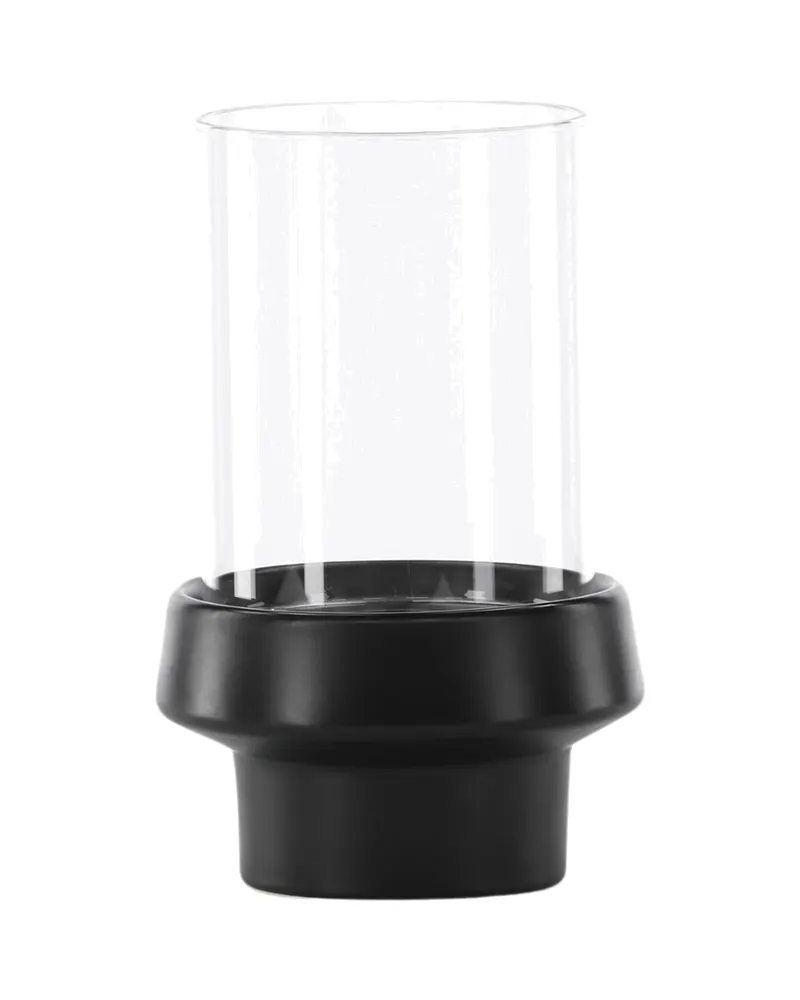 Davida Windlicht mit Glaszylinder auf Steinzeugsockel in Ø 13 cm, Schwarz, Ansicht 5