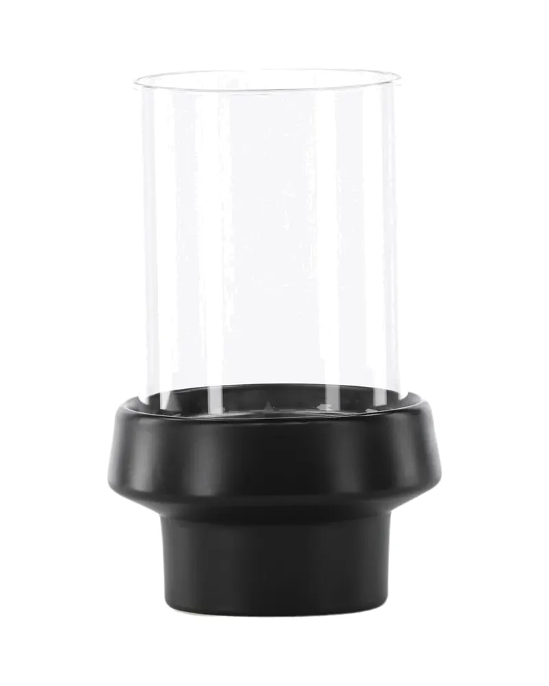 Davida Windlicht mit Glaszylinder auf Steinzeugsockel in Ø 13 cm, Schwarz, Ansicht 6