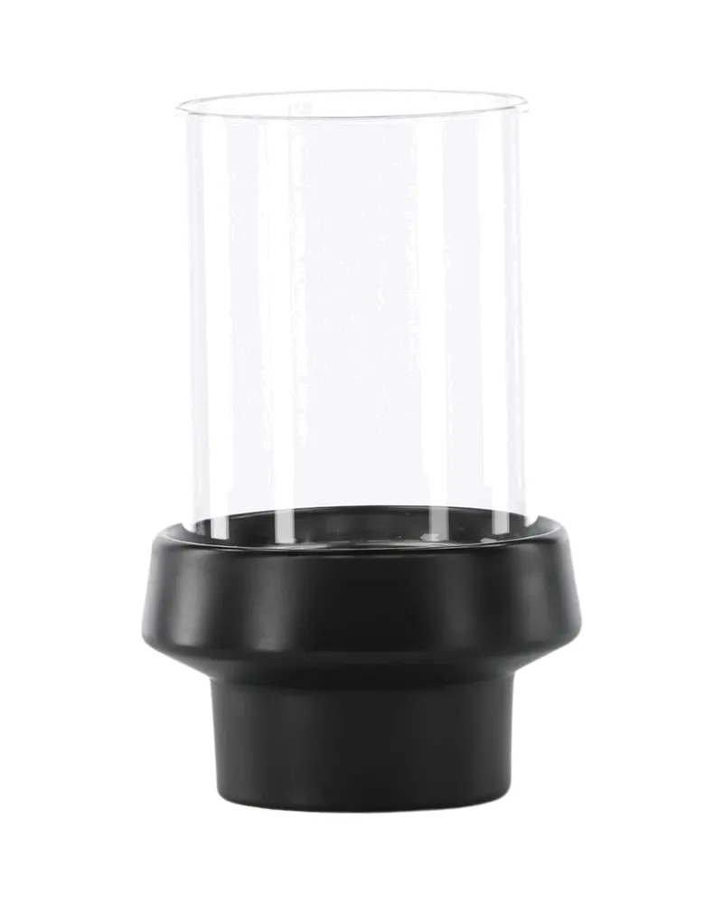Davida Windlicht mit Glaszylinder auf Steinzeugsockel in Ø 13 cm, Schwarz, Ansicht 7