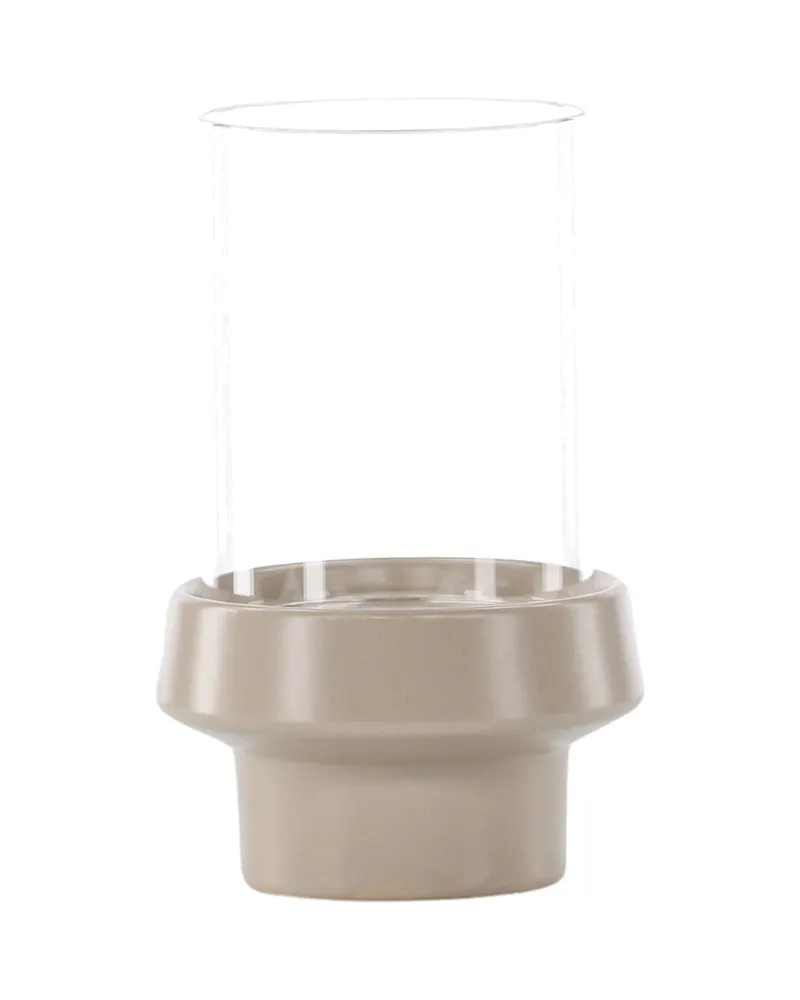 Davida Windlicht mit Glaszylinder auf Steinzeugsockel in Ø 13 cm, Beige, Ansicht 8