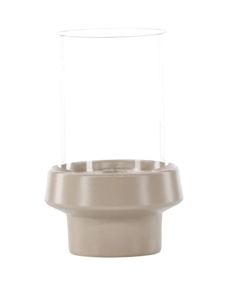 Davida Windlicht mit Glaszylinder auf Steinzeugsockel in Ø 13 cm, Beige, Ansicht 9
