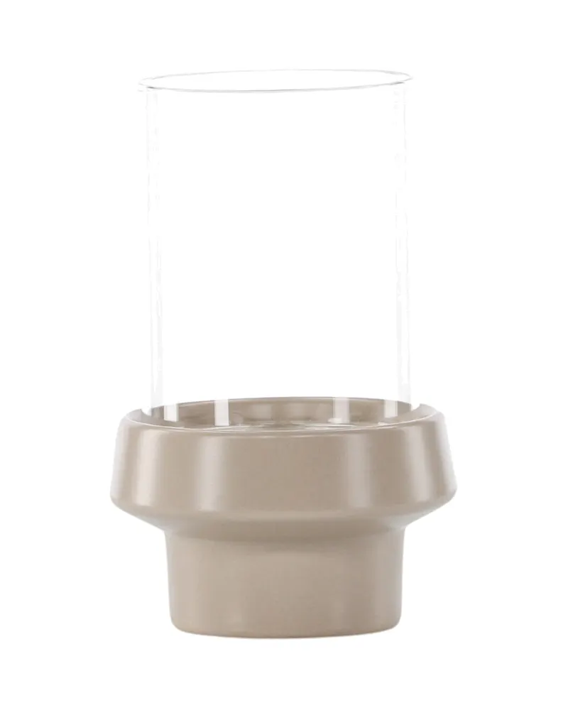 Davida Windlicht mit Glaszylinder auf Steinzeugsockel in Ø 13 cm, Beige, Ansicht 10