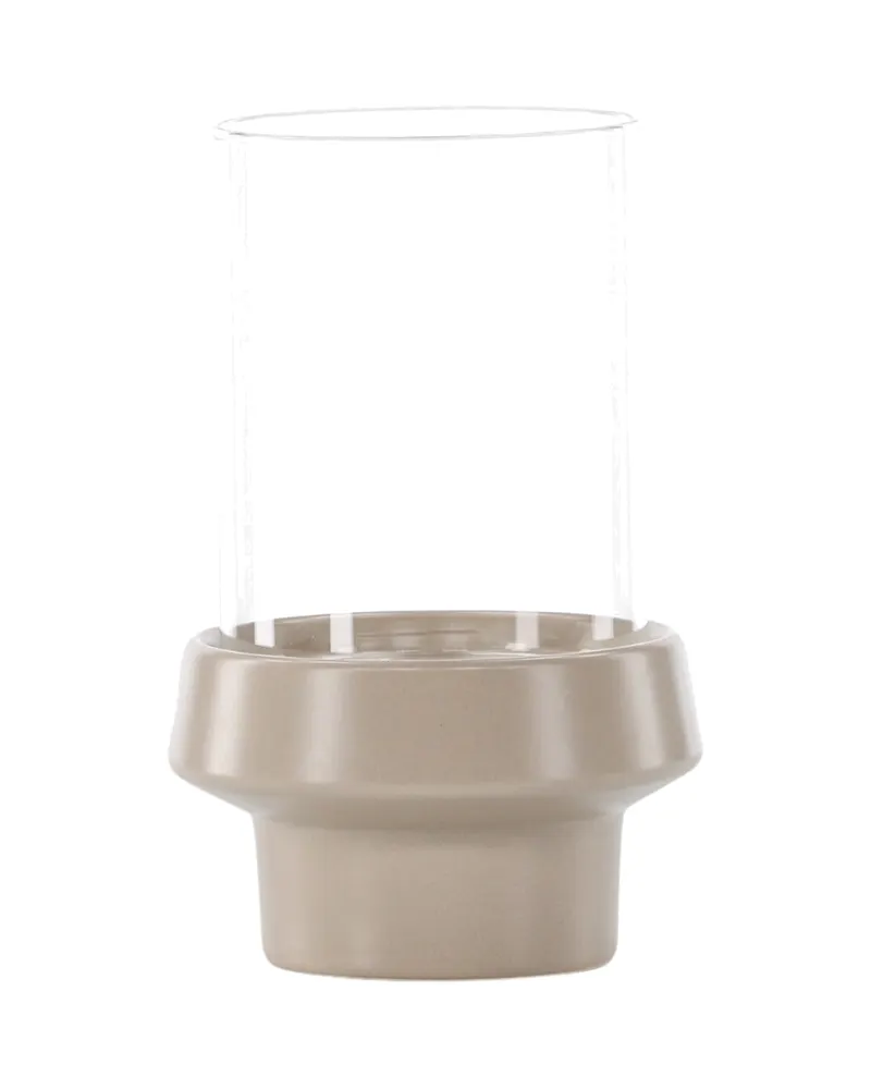 Davida Windlicht mit Glaszylinder auf Steinzeugsockel in Ø 13 cm, Beige, Ansicht 11
