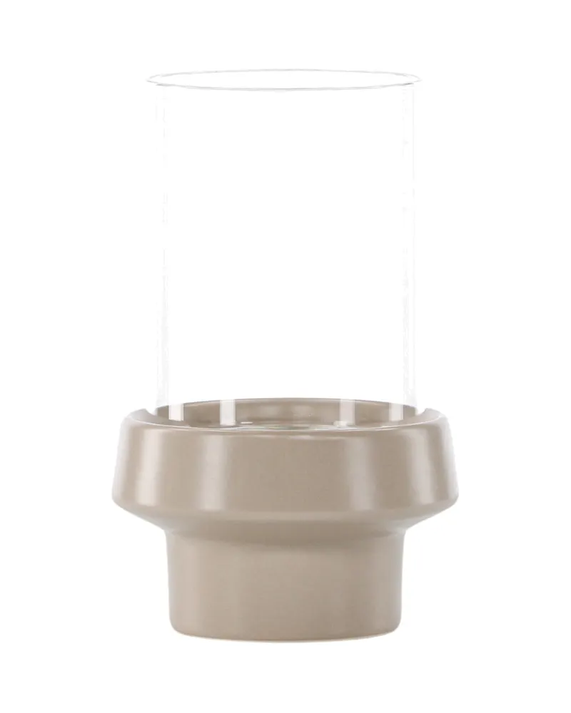 Davida Windlicht mit Glaszylinder auf Steinzeugsockel in Ø 13 cm, Beige, Ansicht 12