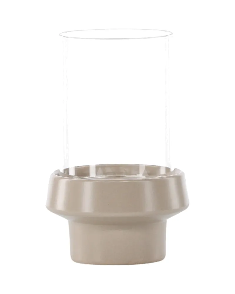 Davida Windlicht mit Glaszylinder auf Steinzeugsockel in Ø 13 cm, Beige, Ansicht 7