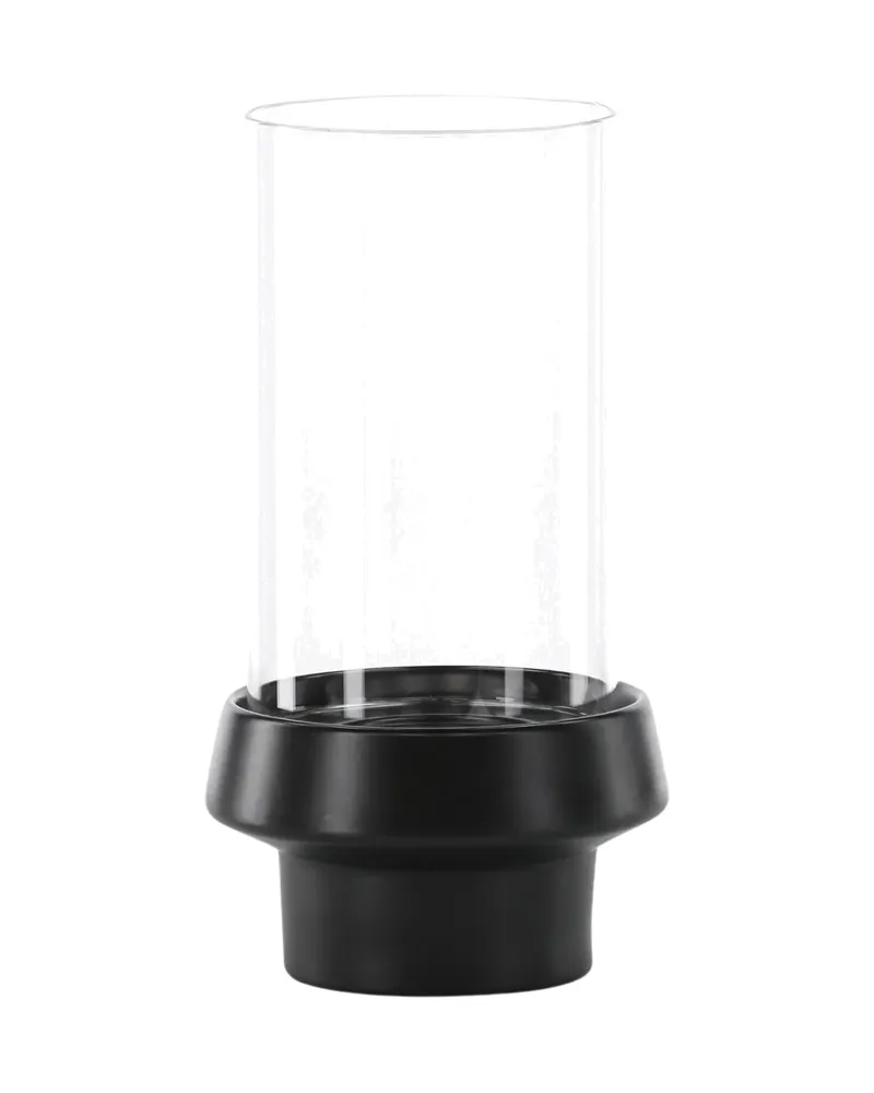 Davida Windlicht mit Glaszylinder auf Steinzeugsockel in Ø 15 cm, Schwarz, Ansicht 11