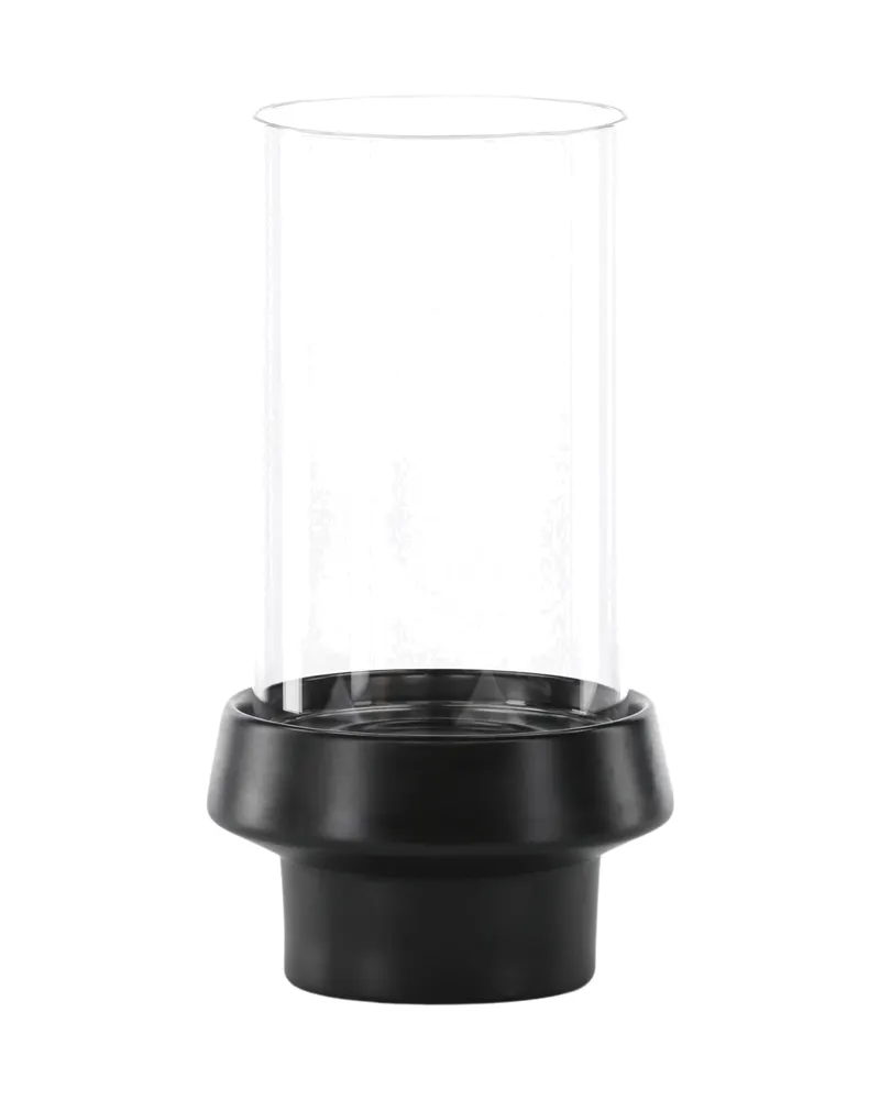 Davida Windlicht mit Glaszylinder auf Steinzeugsockel in Ø 15 cm, Schwarz, Ansicht 12