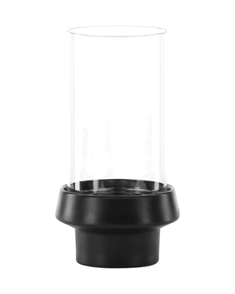 Davida Windlicht mit Glaszylinder auf Steinzeugsockel in Ø 15 cm, Schwarz, Ansicht 2