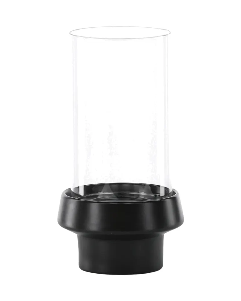 Davida Windlicht mit Glaszylinder auf Steinzeugsockel in Ø 15 cm, Schwarz, Ansicht 4