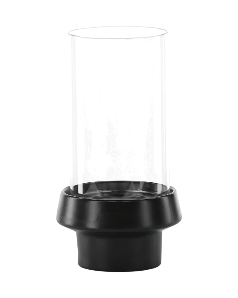 Davida Windlicht mit Glaszylinder auf Steinzeugsockel in Ø 15 cm, Schwarz, Ansicht 5