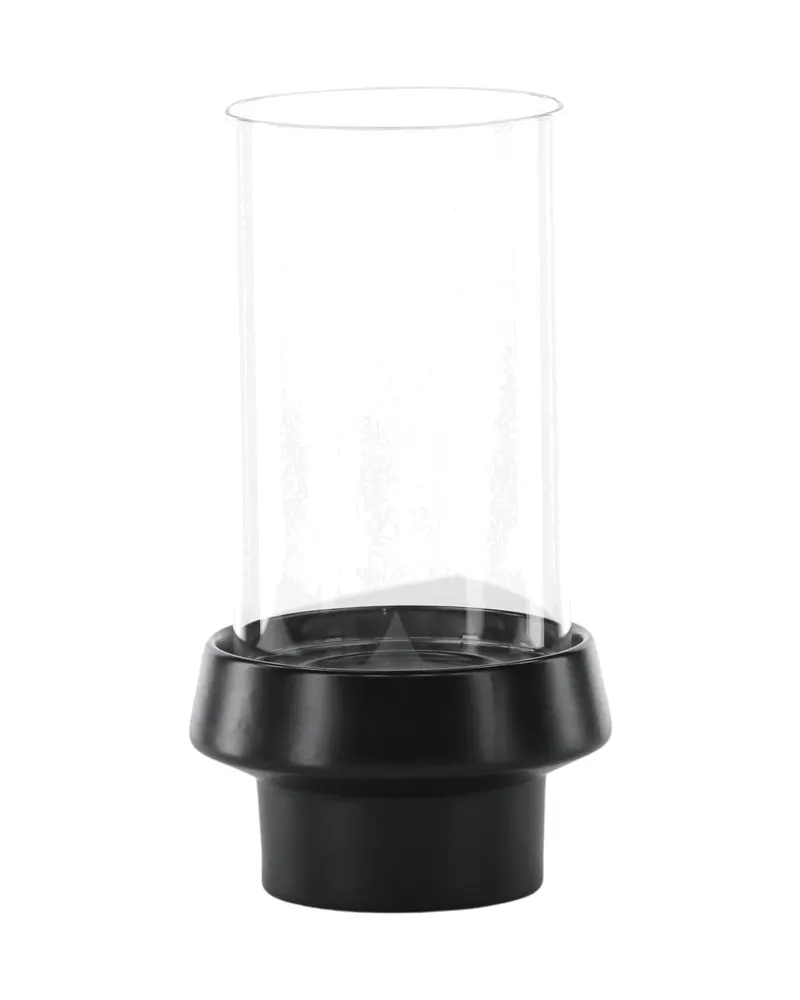 Davida Windlicht mit Glaszylinder auf Steinzeugsockel in Ø 15 cm, Schwarz, Ansicht 6