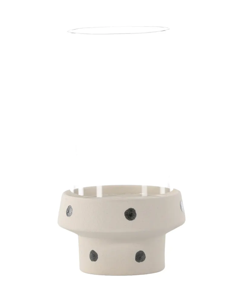 Davida Windlicht mit Glaszylinder auf Steinzeugsockel in Ø 15 cm, Beige, Ansicht 8