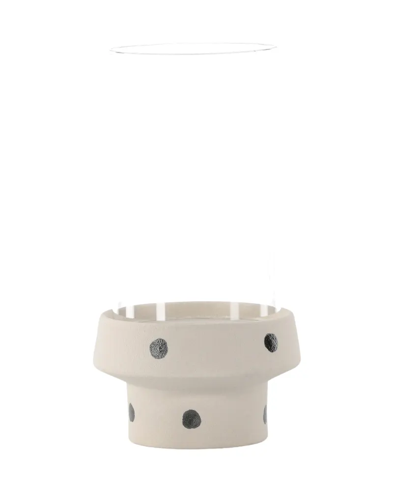 Davida Windlicht mit Glaszylinder auf Steinzeugsockel in Ø 15 cm, Beige, Ansicht 9