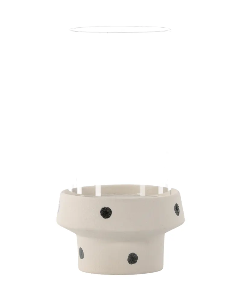 Davida Windlicht mit Glaszylinder auf Steinzeugsockel in Ø 15 cm, Beige, Ansicht 11