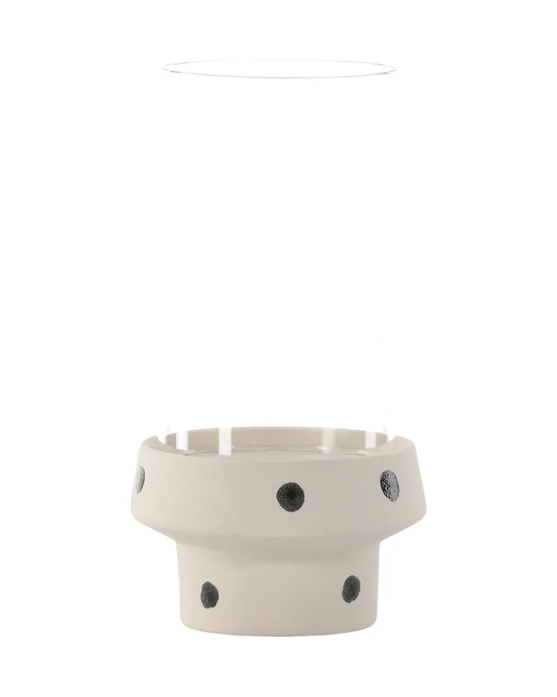Davida Windlicht mit Glaszylinder auf Steinzeugsockel in Ø 15 cm, Beige, Ansicht 2